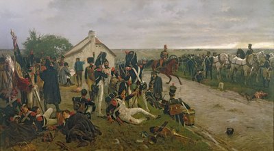 La mattina della battaglia di Waterloo: i francesi aspettano gli ordini di Napoleone, 1876 da Ernest Crofts